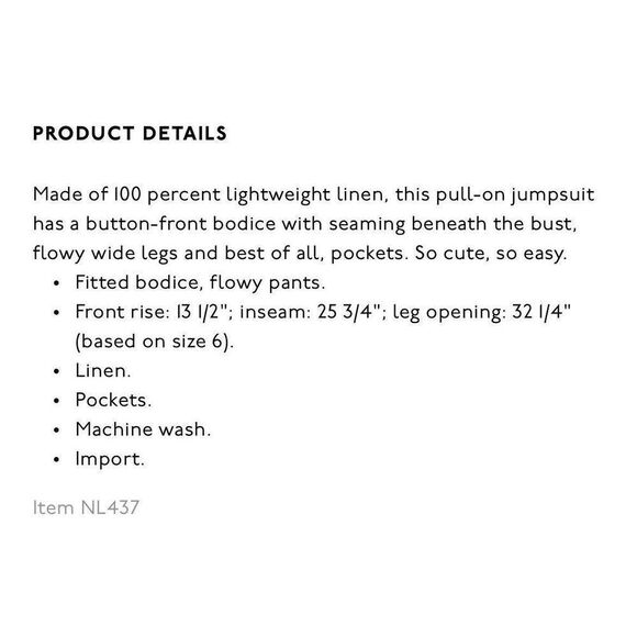 MADEWELL Jumpsuit Women 4 Black Sleeveless Wide-Leg NEW 100% Linen NL437 - Picture 2 of 14